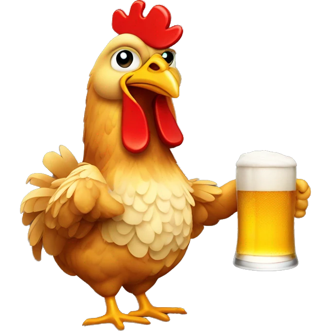 Chicken holding a beer emoji