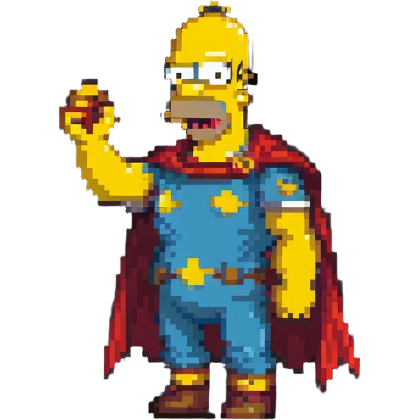 Homer Simpson dressed as a superhero emoji