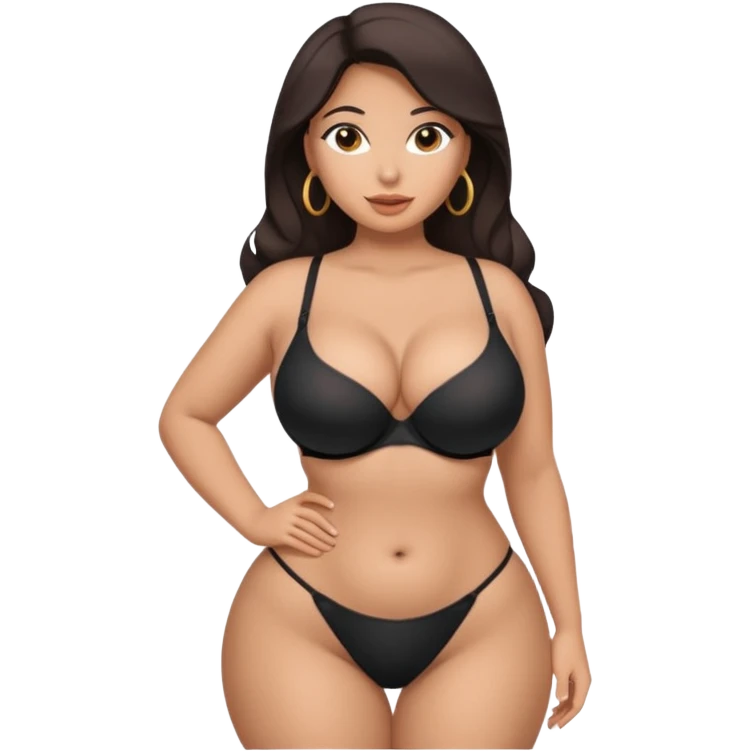 attractive full body latina with massive curves, breasts, and ass wearing a bra and thong emoji