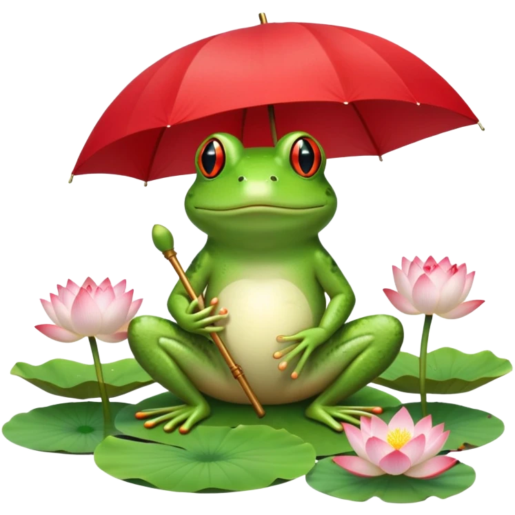 กบกางร่มอยู่กลางสระบัว emoji