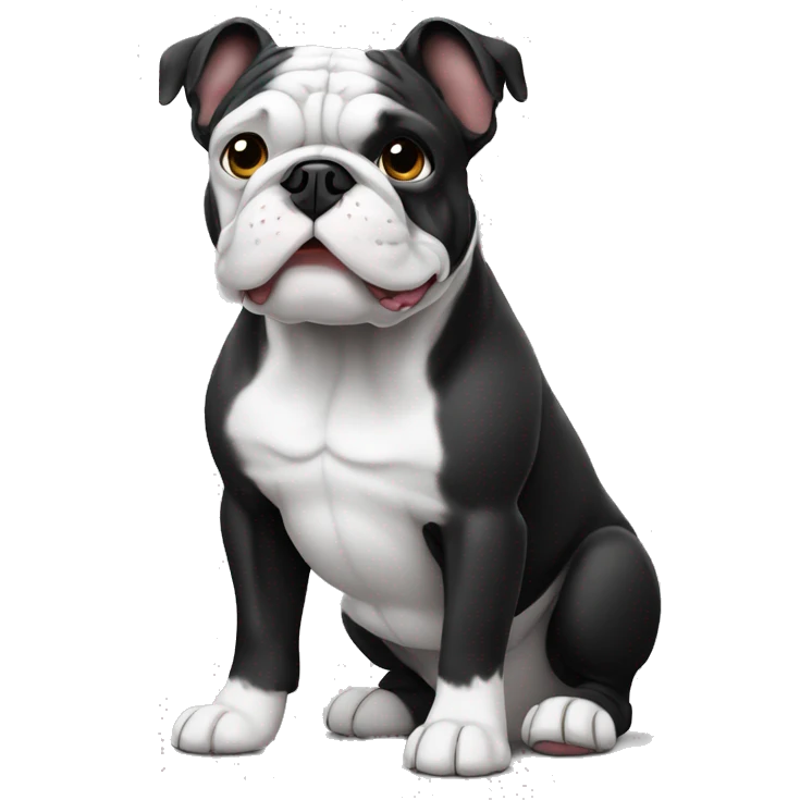 Bulldog francês orelha em pé preto e branco  emoji