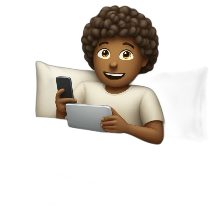 person using phone in the bed emoji