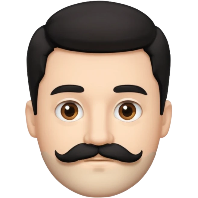 White man black hair a mustache and beard fluffy hair brown eyes emoji