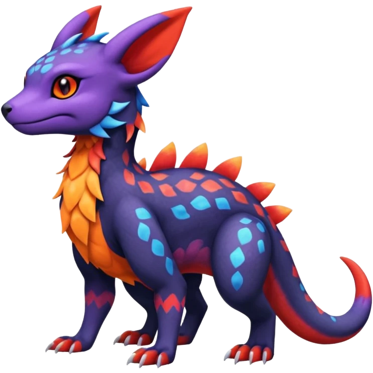 Cute Exotic Colorful Guilmon-Salandit-Umbreon-Quilava-Fakémon-hybrid-creature (full body)  emoji