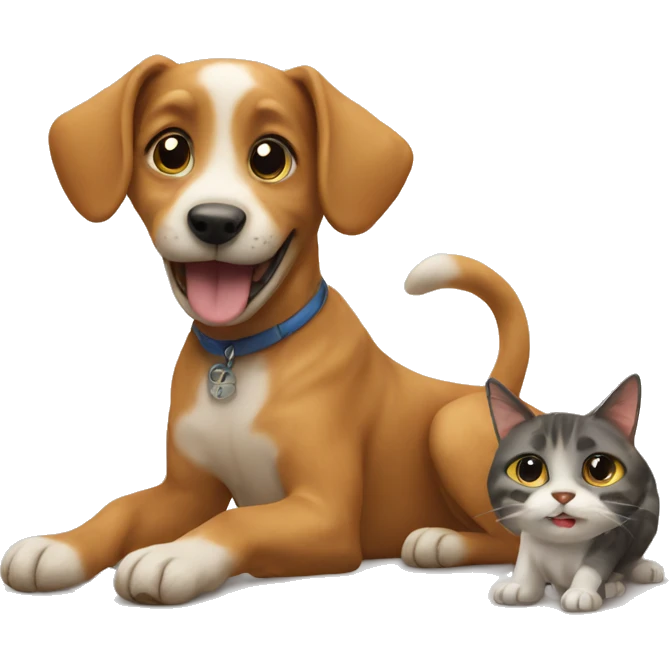 Dog playing with cat emoji