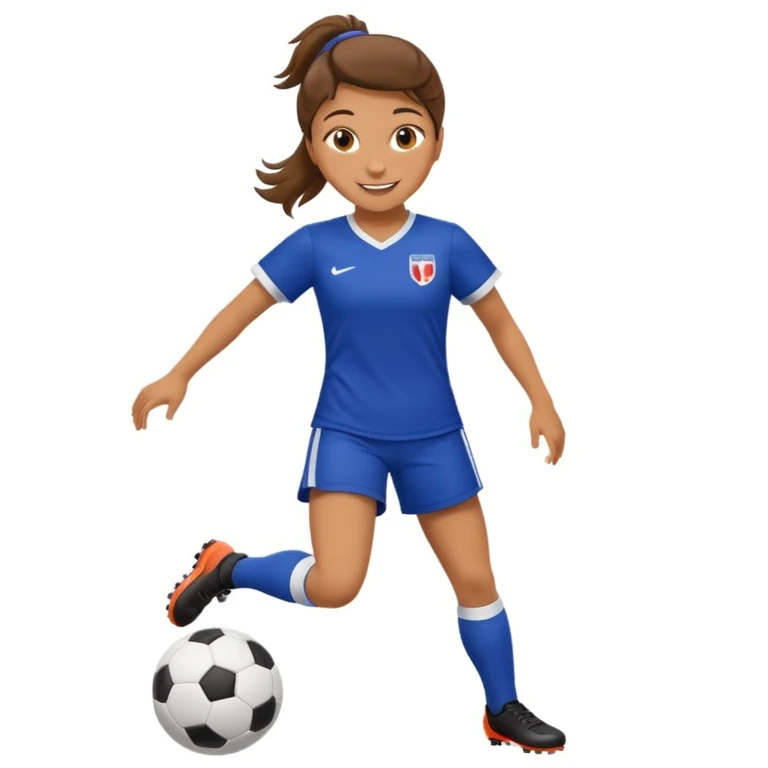 Soccer girl pose with feet showing emoji