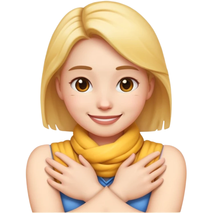 A girl emoji with her arms wrapped around her neck emoji