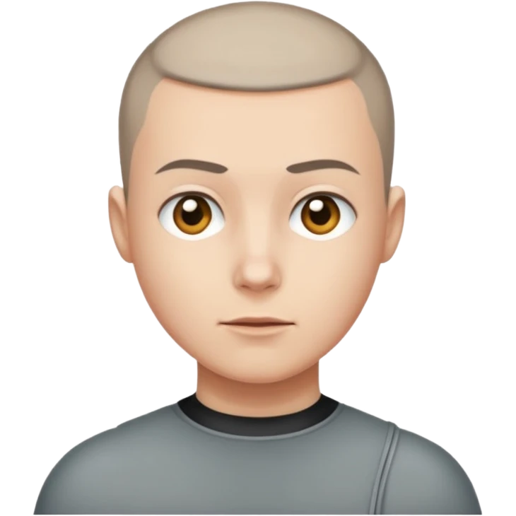 Buzz cut emoji not smiling and white skin color emoji