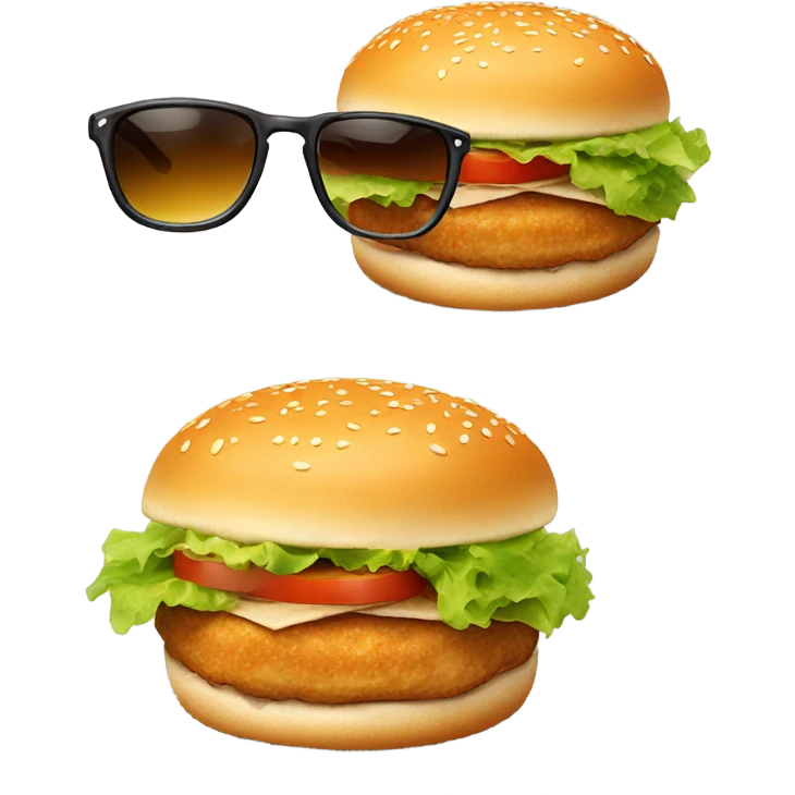 chicken burger with sunglassed on emoji