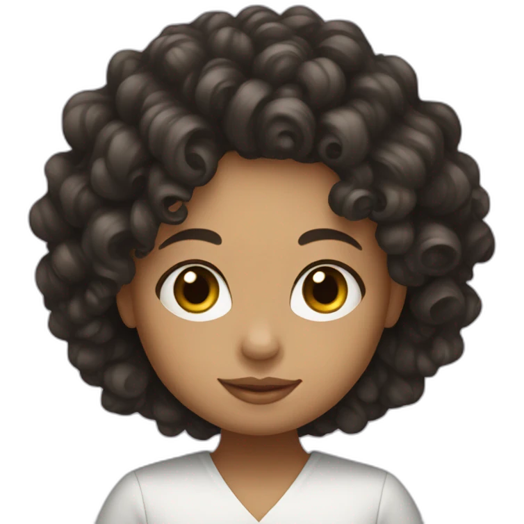 curly black long hair white woman with baby emoji