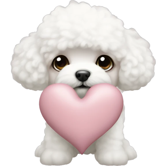 Dusty pink heart with a Bichon  emoji