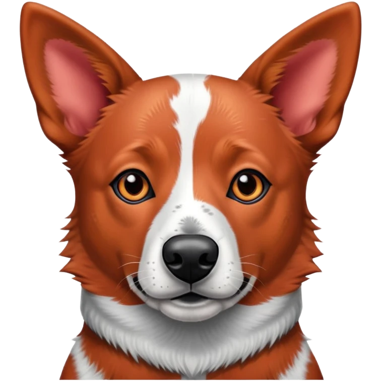 head shot of a red heeler cattle dog with speckled red coat and pointed ears emoji