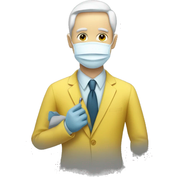Podologist is a man with white skin, wearing a mask and a yellow suit emoji
