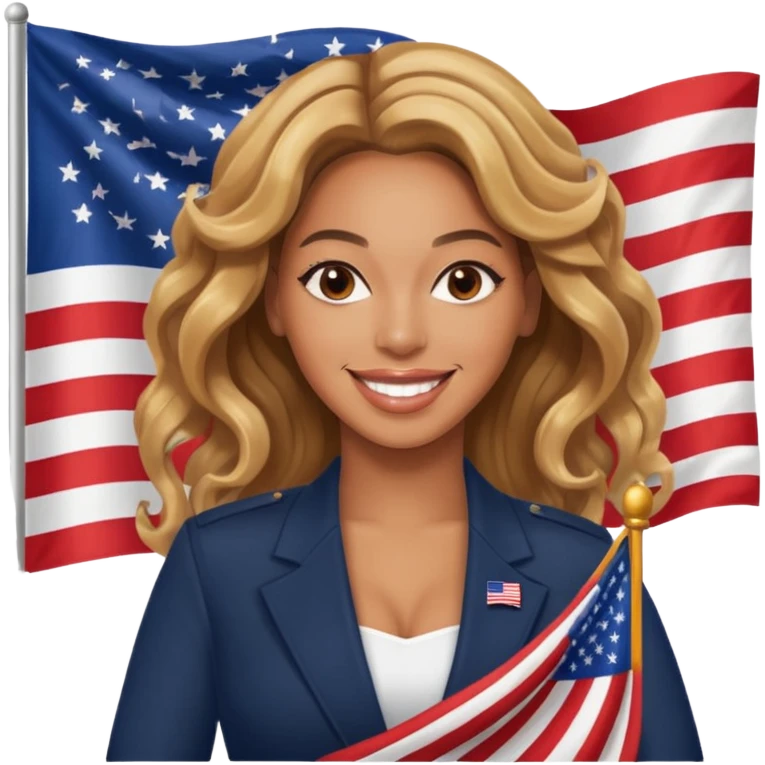 Beyonce with holding  american flag emoji