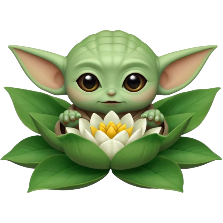 Baby Yoda sentado dentro de una flor de loto emoji