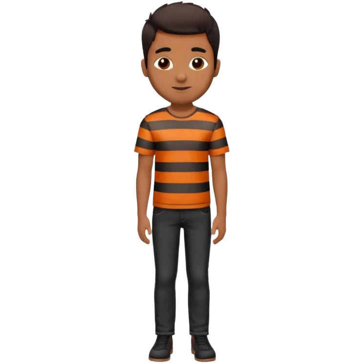 brown man wearing burnt orange and white vertically striped shirt and black jeans emoji