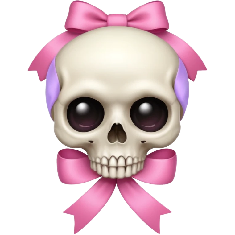 skull emoji with pink ribbon pookie not with hair emoji
