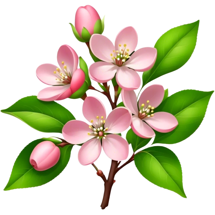bouquet light pink Apple blossom, luxuriant, stem, leaf, bud emoji