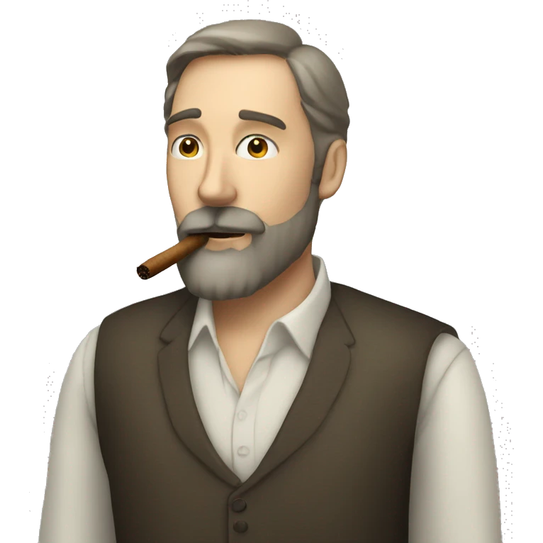 White man with beard smoking cigar emoji