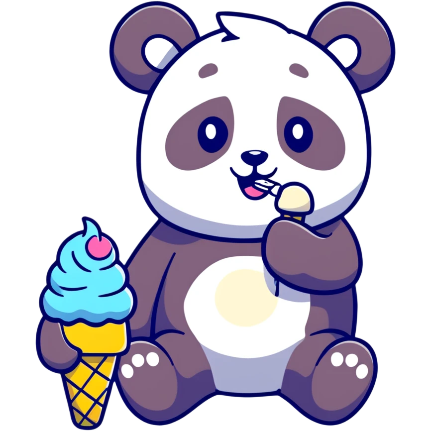 Panda eating ice cream emoji