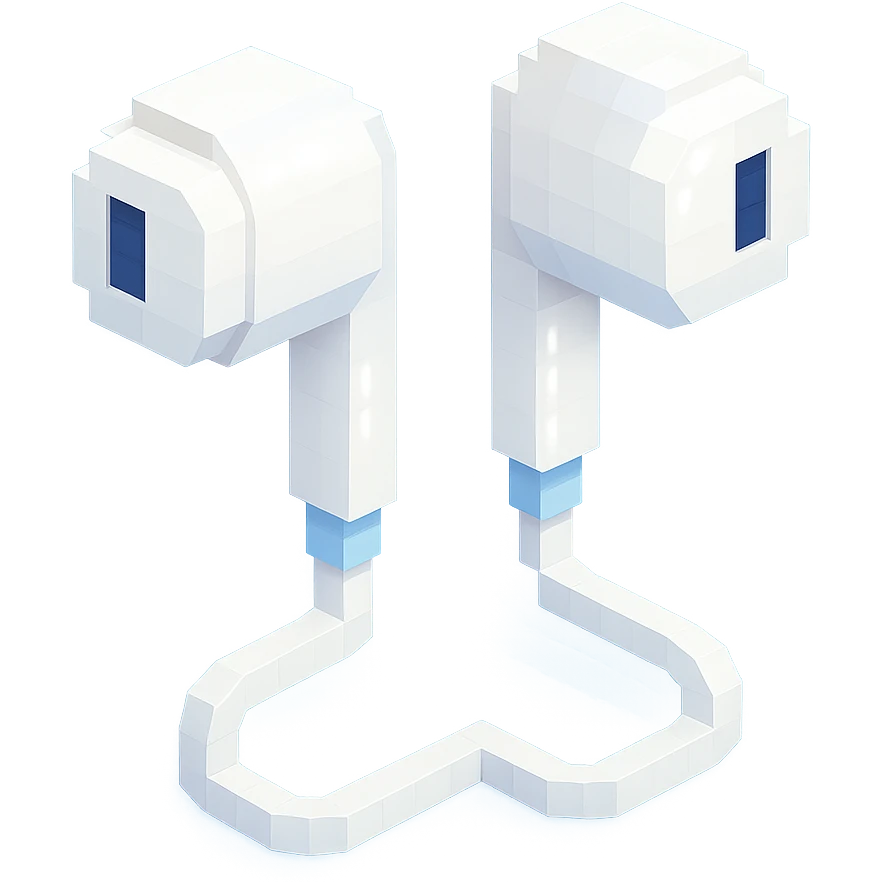 white EarPods headphones with a matte finish with a subtle glow emoji