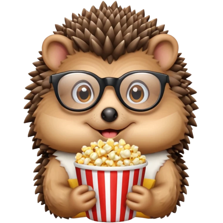 hedgehog with glasses eating popcorn emoji
