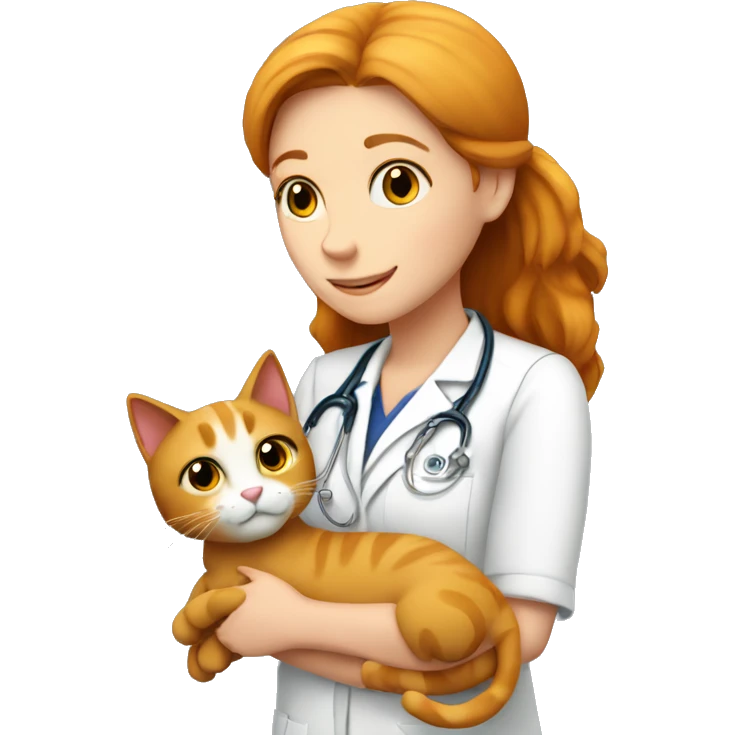 cat cuddles ginger veterinarian girl  emoji