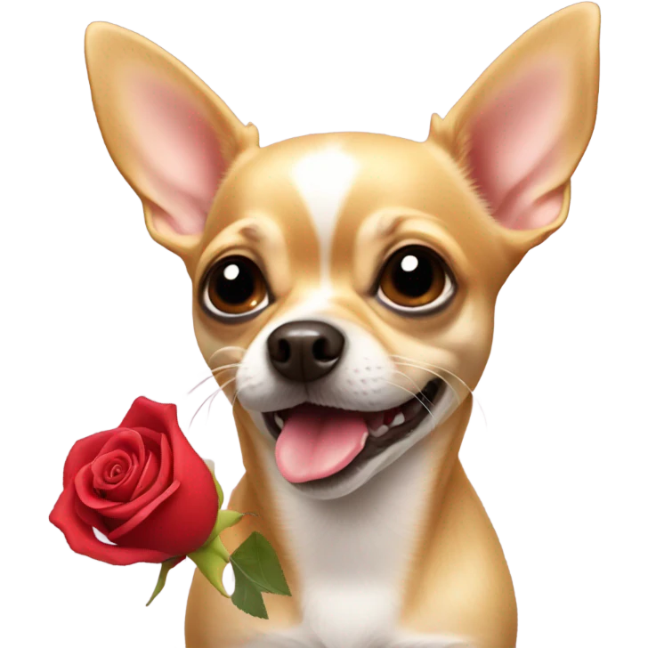 chihuahua with rose in mouth emoji