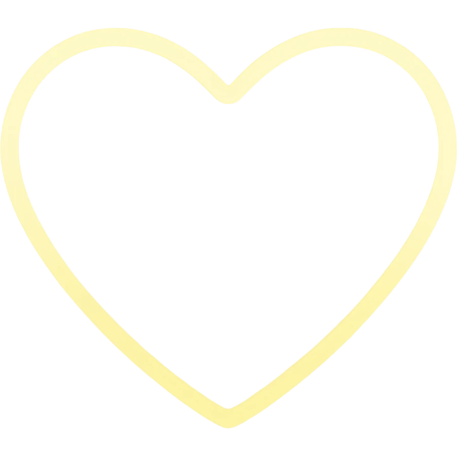 one light pastel yellow colored glowing heart outline emoji