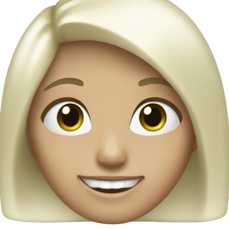 Girl with white blonde hair green eyes and very white large teeth emoji