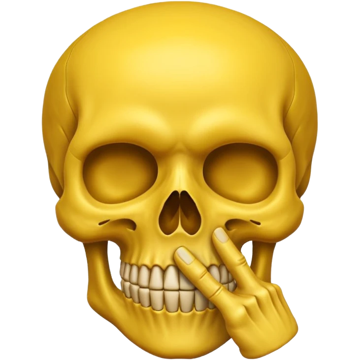 Yellow skull making a “shh” gesture emoji