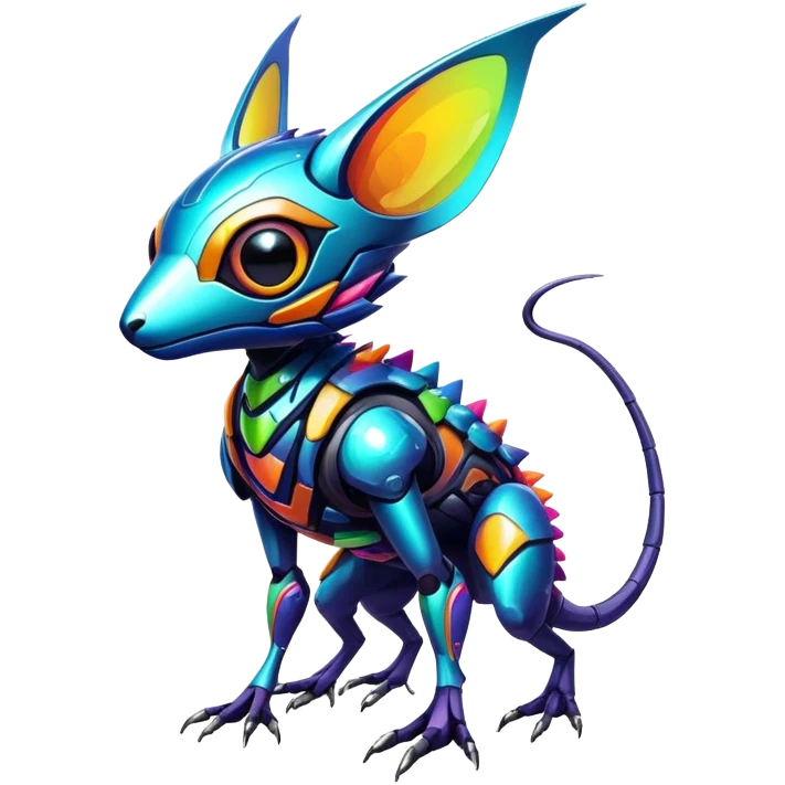  exotic shiny colorful futuristic modern cyber-Fakémon-Digimon-Trico-Vernid-creature emoji