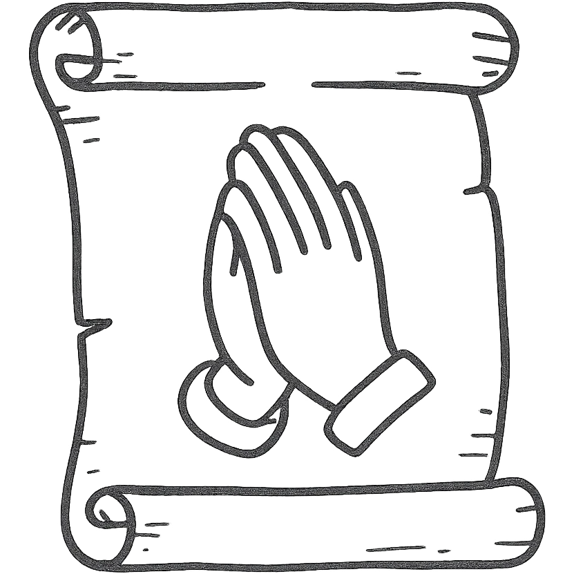 praying scroll hand drawn black outline style emoji