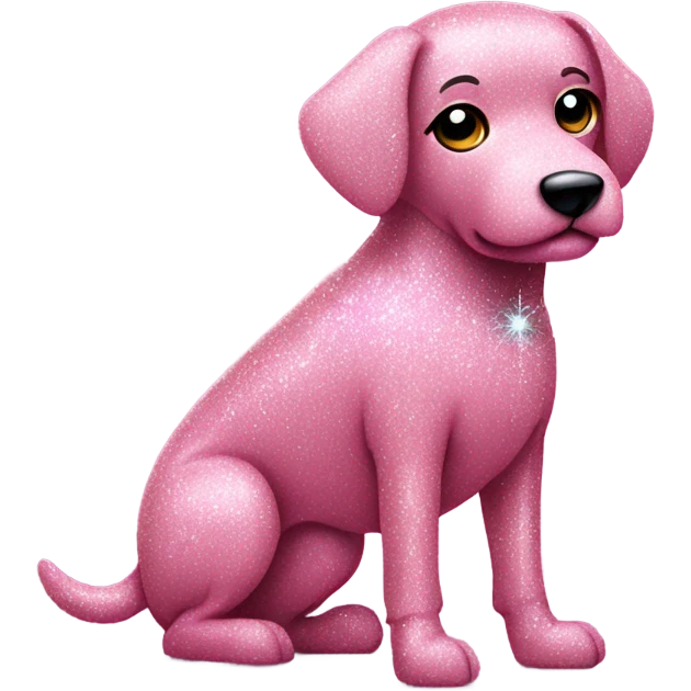 Pink full body dog with glitter emoji