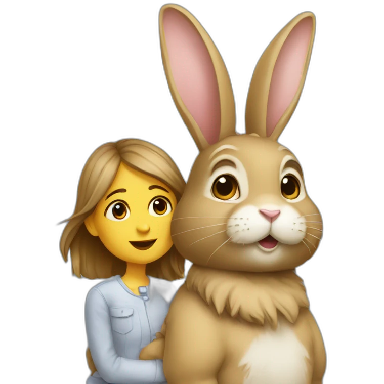 Lapin avec un fille emoji