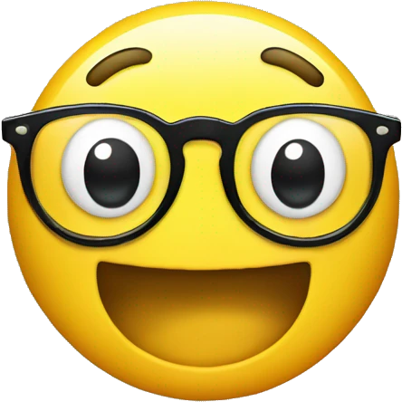 Round yellow smiley with glasses and pimples and with front teeth out emoji