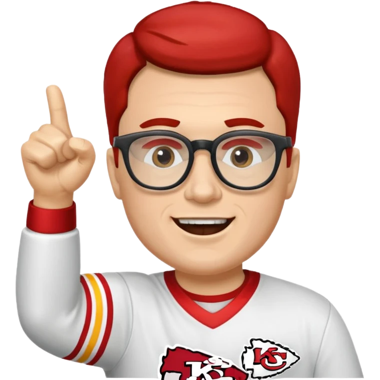 White hair man with glasses cheering for Kansas City chiefs emoji
