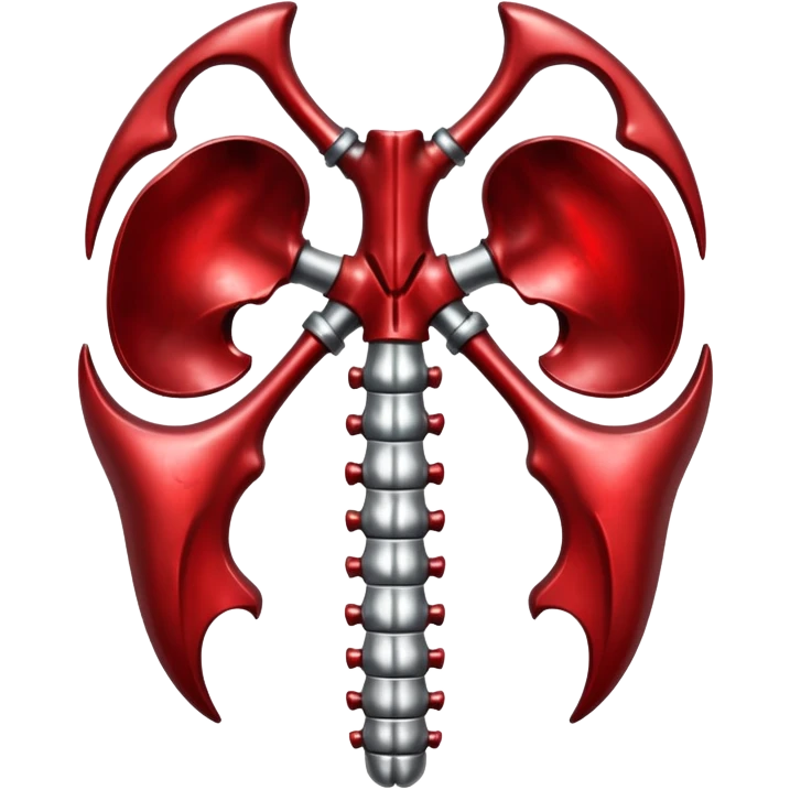 metallic anatomic bones with blood, steel texture, dark dramatic tone, minimal details emoji