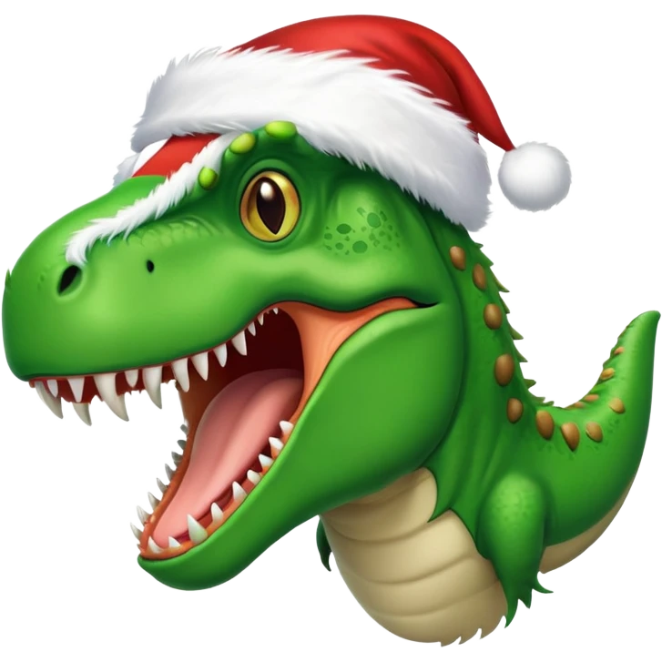 T. rex withe Santa hat emoji
