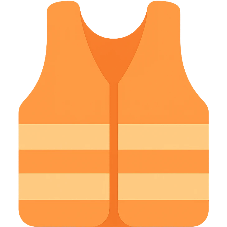 orange safety vest, flat vector style, minimal emoji
