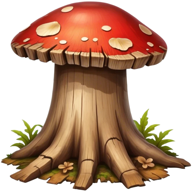 Tree stump with mushroom emoji