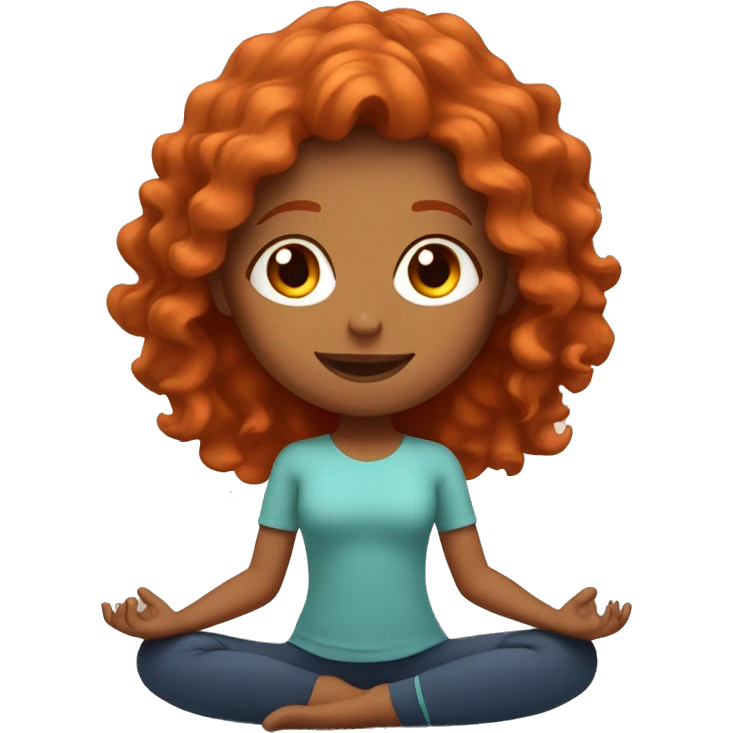 redhead girl with wavy hair doing yoga emoji