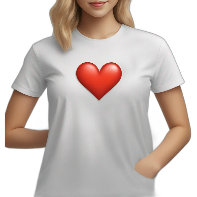 White T-shirts with heart in the position of heart emoji