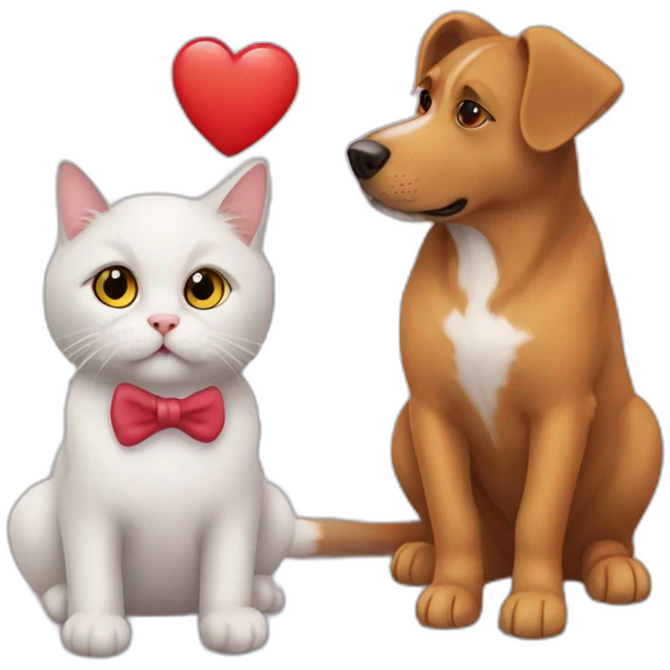 cat and dog love hearts emoji