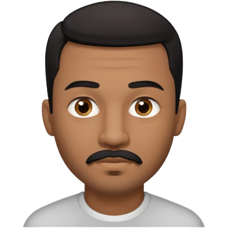 A man emoji with medium-dark skin, short black hair, straight eyebrows, brown eyes, a small nose, and facial hair consisting of a thin mustache and goatee. He also has piercings — a ring on his eyebrow and another on his lower lip. emoji
