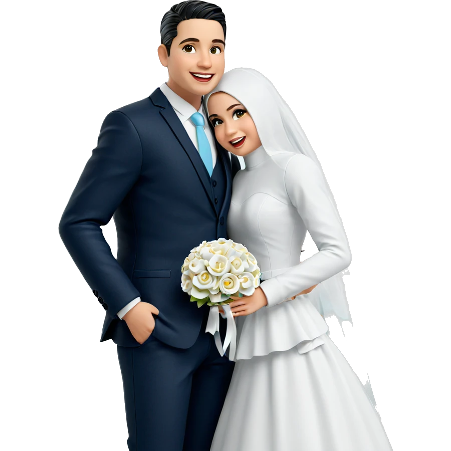 happy bridal couple portrait emoji