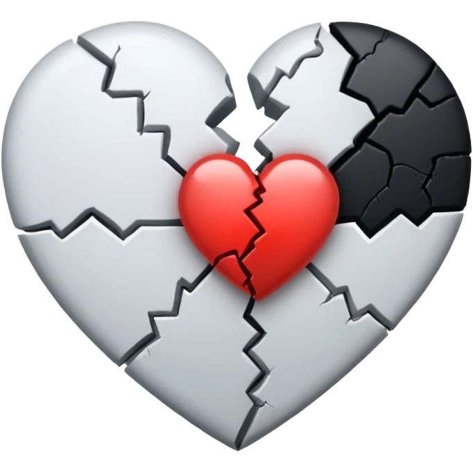 White broken heart with black crack in middle  emoji