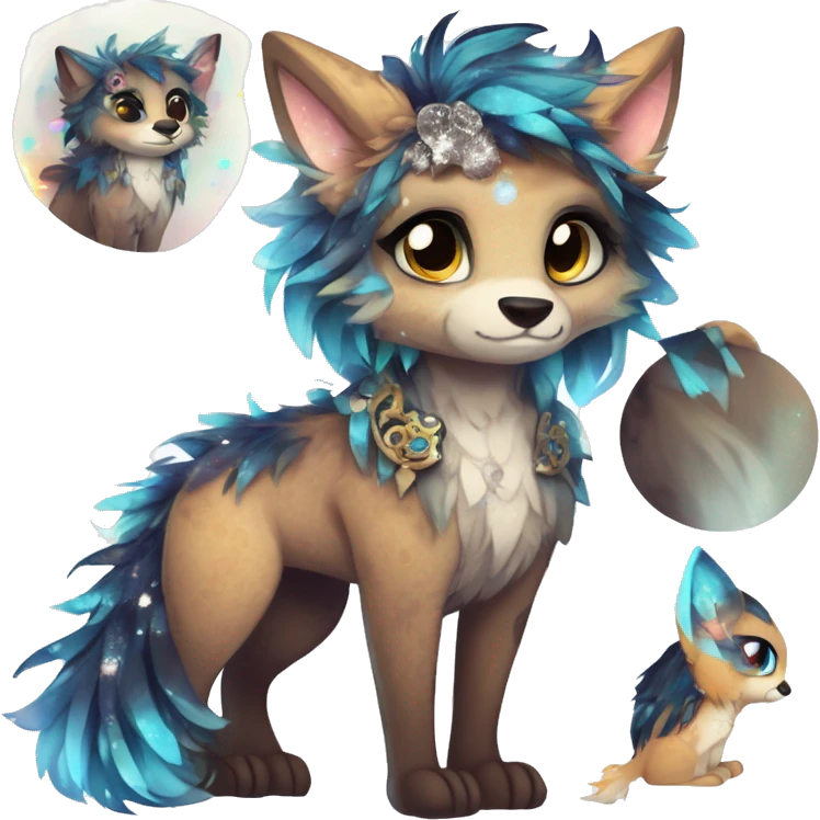 Cool cute Kawaii edgy fantasy animal sparkle fursona Fionbri by griffsnuff & LiLaiRa & Falvie full body emoji