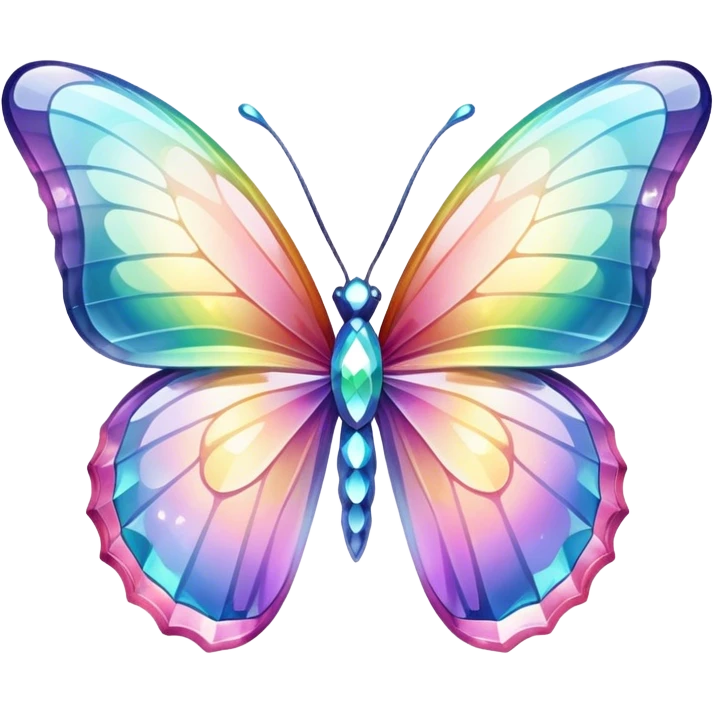 Pastel sparkly glittery iridescent rainbow glass crystal butterfly emoji