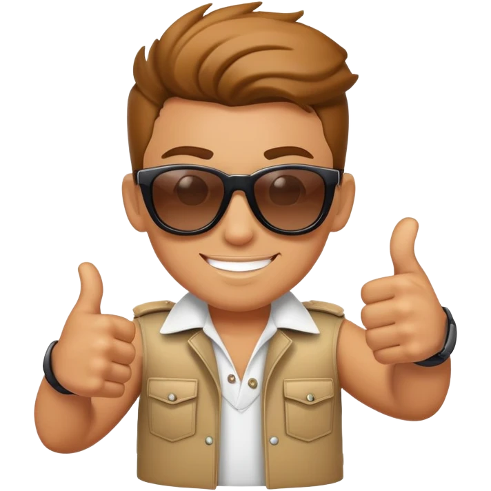 Cool character with sunglasses giving thumbs up, looking confident and awesome emoji